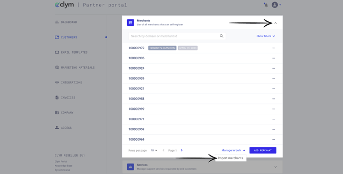 Click merchants and then click import merchants