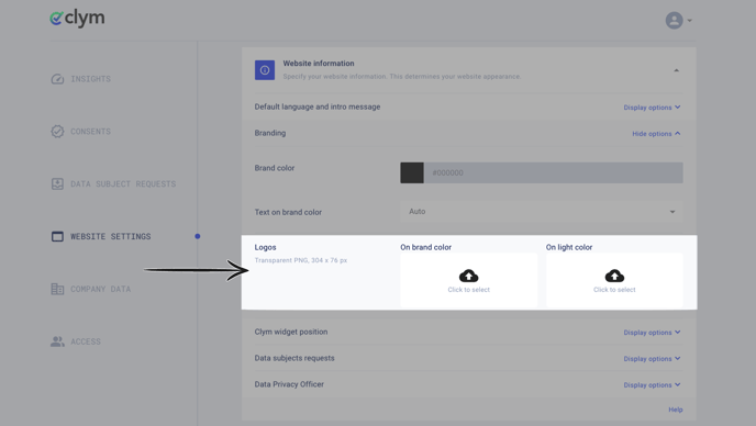 Website Settings Information brand logos